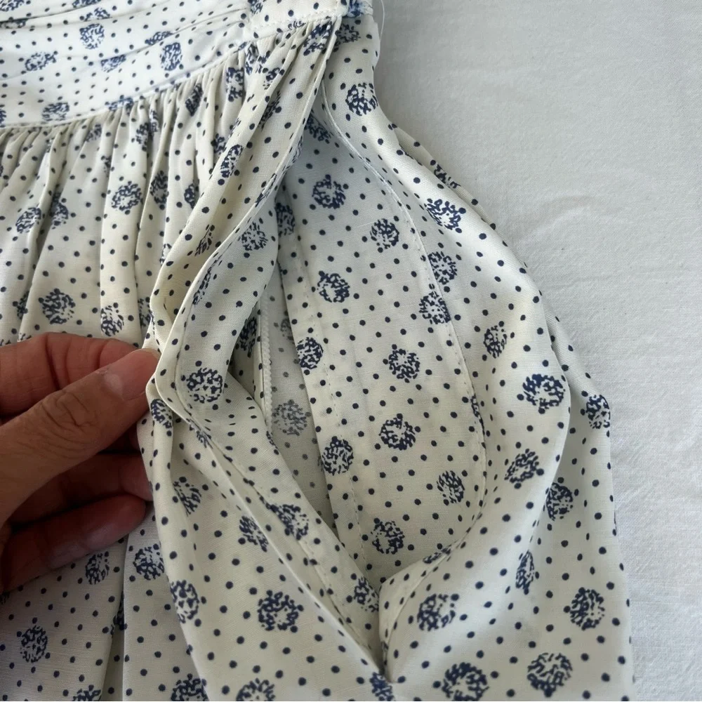 Vintage Union Made JH Collectibles White and Blue Floral Maxi Skirt - Picture 6 of 14